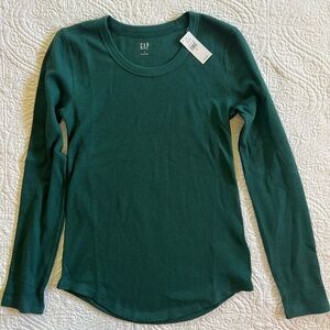 NEW GAP 🌲forest green waffle weave thermal long sleeved tee